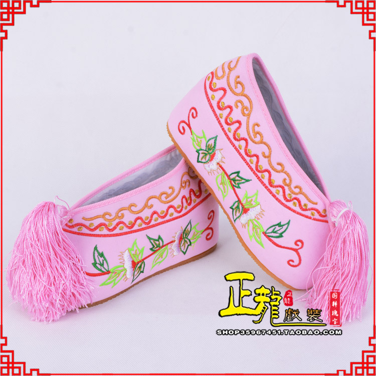 夏邑花旦鞋女绣花彩鞋 舒适款草花内高彩鞋